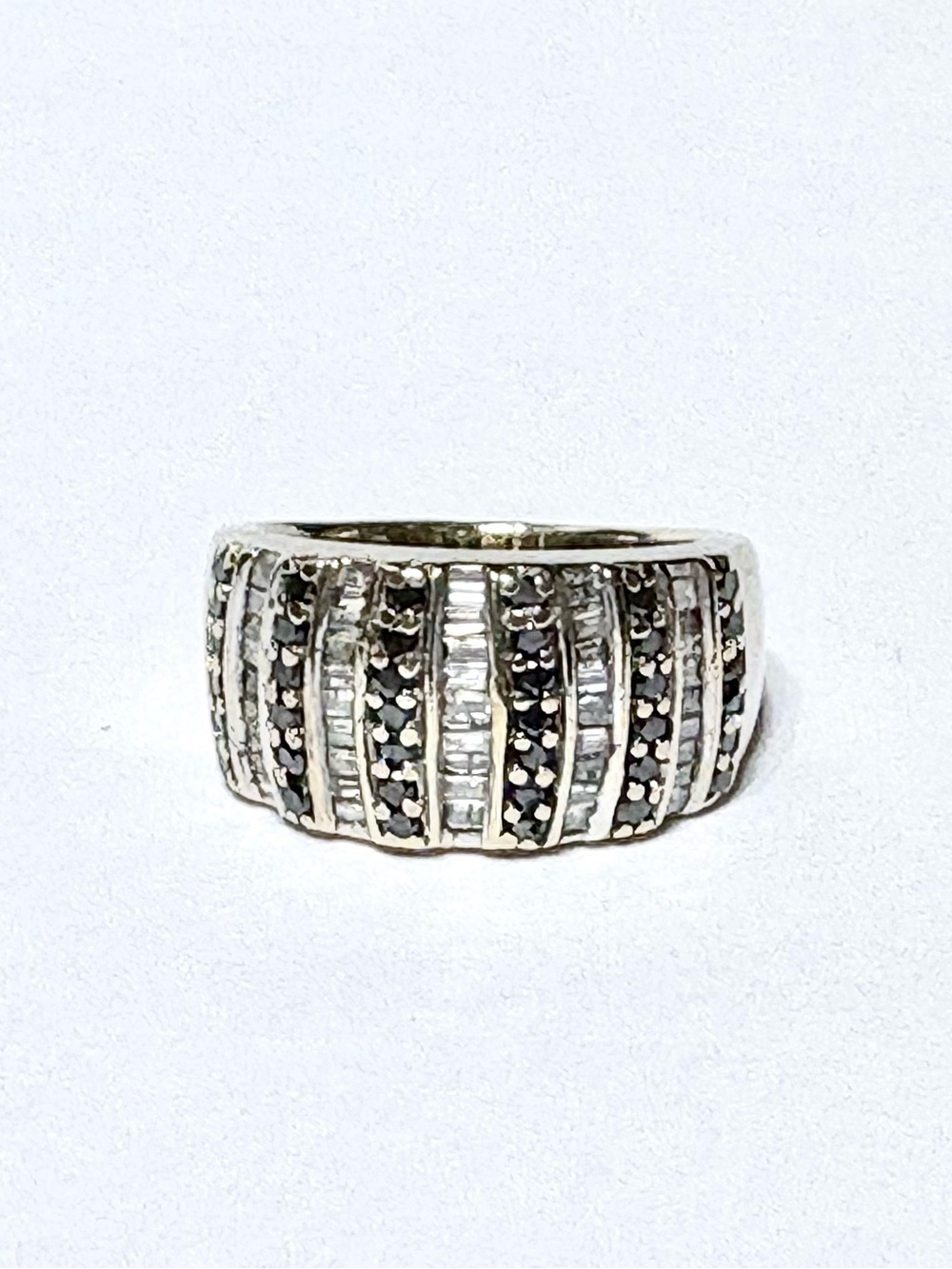 10k Gold Black & White Diamond Dome Ring
